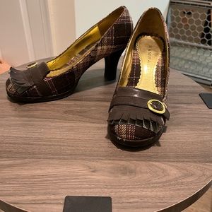 Rampage high heel shoes - Brown plaid, Sz 9